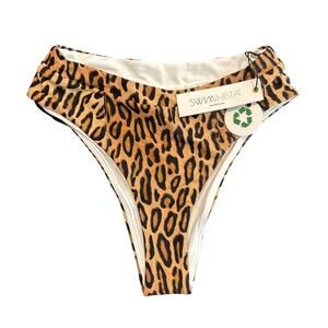 NWT Swiminista Leopard Print Bikini Bottoms – Size XS, High Waist
